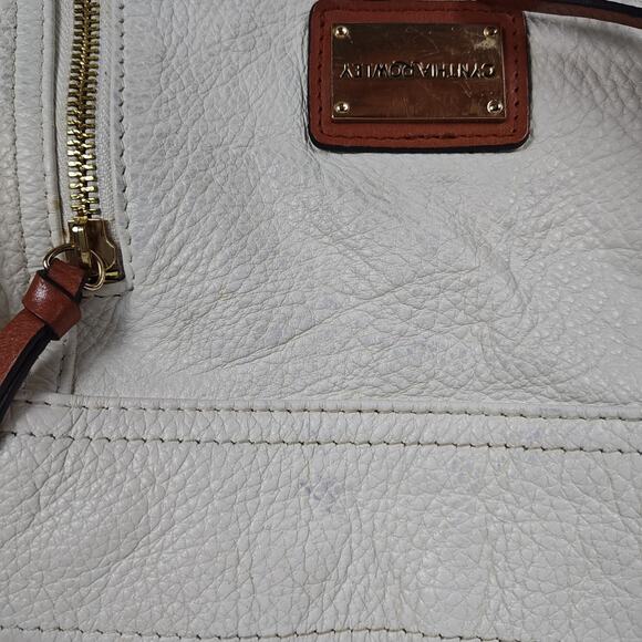 CYNTHIA ROWLEY XL Ivory/Brown Pebbled Leather Convertible Satchel/Shoulder Bag - Picture 15 of 16